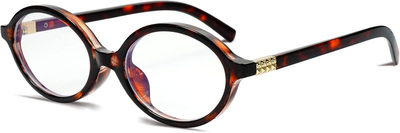 Breaksun Fashion Oval Glasses for Women Men Retro Round Tortoise Frame Blue Light Glasses Nerd Eyeglasses - Image 1